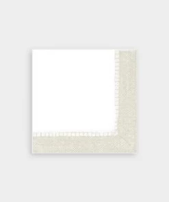 Caspari Linen Border Paper Cocktail Napkins In Natural