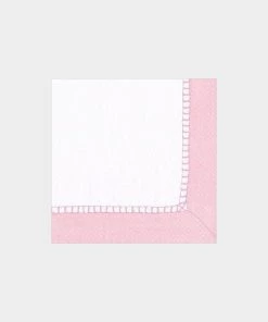 Caspari Linen Border Paper Cocktail Napkins In Petal Pink