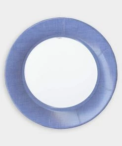 Caspari Linen Border Paper Dinner Plates In Blue II - 8 Per Package Just In