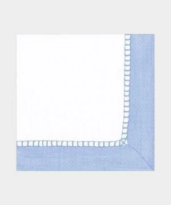 Caspari Home & Beauty Linen Border Paper Luncheon Napkins In Light Blue