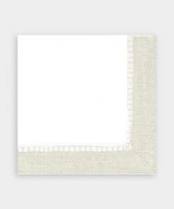 Caspari Linen Border Paper Luncheon Napkins In Natural Just In