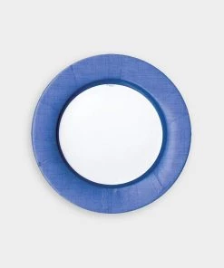 Caspari Home & Beauty Linen Border Paper Salad & Dessert Plates In Blue II - 8 Per Package