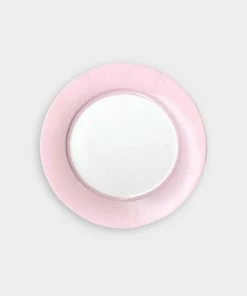 Caspari Linen Border Paper Salad & Dessert Plates In Petal Pink - 8 Per Package