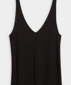 Vince. Linen Double V-Neck Camisole In Black