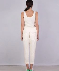 Enza Costa Linen Drawcord Droprise Pant In Natural Just In