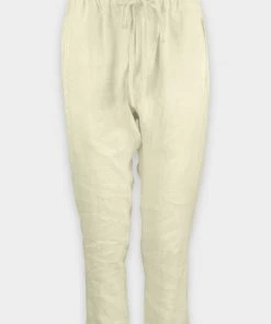Enza Costa Linen Drawcord Droprise Pant In Natural Just In