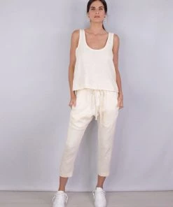 Enza Costa Linen Drawcord Droprise Pant In Natural Just In