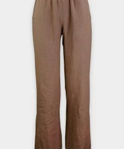 Enza Costa Just In Linen Lounge Pant In Brown