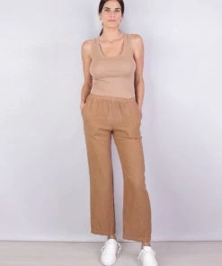 Enza Costa Just In Linen Lounge Pant In Brown