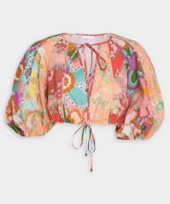 ZIMMERMANN Lola Panelled Crop Top In Spliced Floral