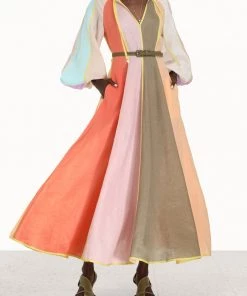 ZIMMERMANN Lola Panelled Midi Dress In Spliced Just In