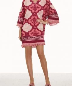 ZIMMERMANN Lola Terry Towel Dress In Coral/Purple