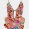 ZIMMERMANN Lola Waterfall Frill One-Piece Swimsuit In Spliced