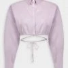 Matthew Bruch Just In Long Sleeve Cropped Button Up In Lavender