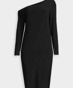 NORMA KAMALI Long Sleeve Drop Shoulder Dress In Black