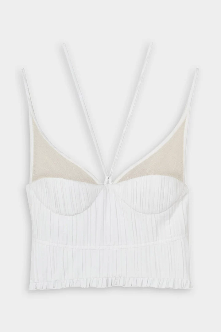 Jonathan Simkhai Lottie Plisse Poplin Bustier Crop Top In White Just In 1 Jonathan Simkhai Lottie Plisse Poplin Bustier Crop Top In White Just In