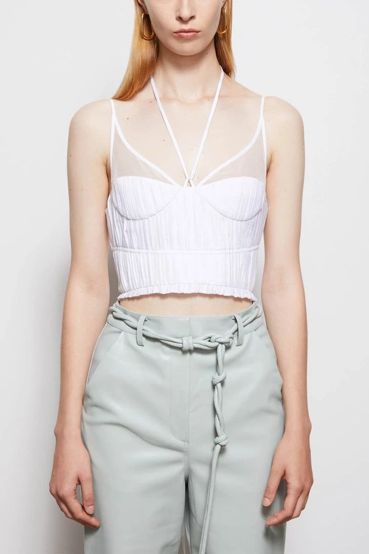 Jonathan Simkhai Lottie Plisse Poplin Bustier Crop Top In White Just In 2 Jonathan Simkhai Lottie Plisse Poplin Bustier Crop Top In White Just In