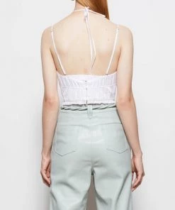 Jonathan Simkhai Lottie Plisse Poplin Bustier Crop Top In White Just In 5 Jonathan Simkhai Lottie Plisse Poplin Bustier Crop Top In White Just In