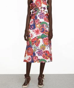 ZIMMERMANN Featured Designers Lovestruck Tie Back Midi Dress In Natural Paisley Floral