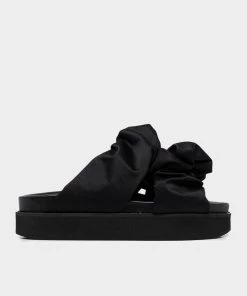 GANNI Low Flatform Ruched Sandals In Black