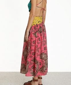 ZIMMERMANN Featured Designers Lulu Asymmetric Ruched Dress In Spliced