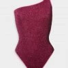 OSEREE Just In Lumiere Asymmetrical Maillot In Dark Fucsia