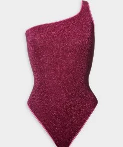 OSEREE Just In Lumiere Asymmetrical Maillot In Dark Fucsia