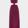 OSEREE Lumiere Knotted Dress In Dark Fucsia