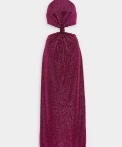 OSEREE Lumiere Knotted Dress In Dark Fucsia