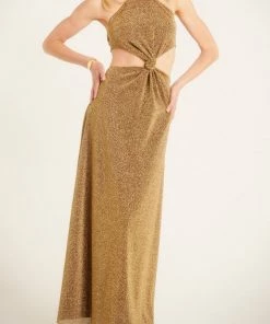 OSEREE Just In Lumiere Knotted Dress In Sand