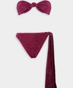 OSEREE Just In Lumiere Knotted Two Piece In Dark Fucsia