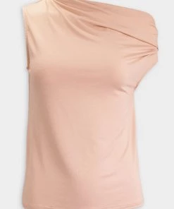Enza Costa Luxe Knit Exposed Shoulder Easy Top In Dark Nude Just In