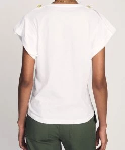Derek Lam 10 Crosby Lynne V-Neck Tee Top In Optic White