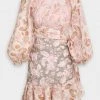 Zimmermann Just In Lyre Wrap Billow Mini Dress In Spliced