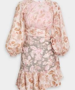 Zimmermann Just In Lyre Wrap Billow Mini Dress In Spliced