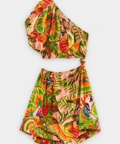 FARM Rio Macaw Leaves One-Shoulder Mini Dress