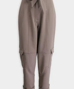 Jonathan Simkhai Just In Maliyah Utility Tie Waist Cropped Pant In Moss
