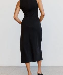 THIRD FORM Just In Marble Draw Midi Dress In Washed Black