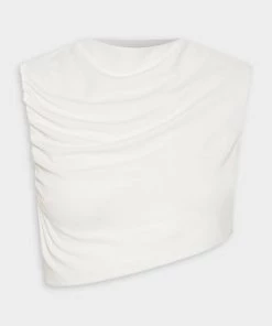 THIRD FORM Just In Marble Gathered Side Tank Top In Off White