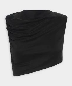 THIRD FORM Marble Gathered Side Tank Top In Washed Black