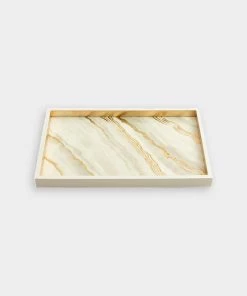 Caspari Marble Lacquer Vanity Tray In Moonlight Grey