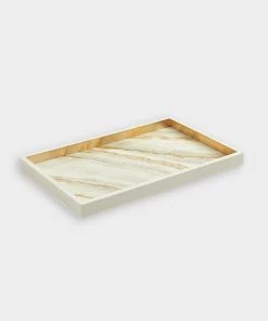Caspari Marble Lacquer Vanity Tray In Moonlight Grey
