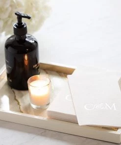 Caspari Marble Lacquer Vanity Tray In Moonlight Grey