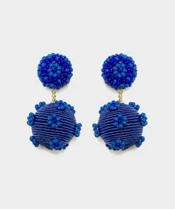 Suzanna Dai Bags & Accessories Marguerite Gumball Earrings In Indigo Blue