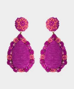 Suzanna Dai Marguerite Teardrop Earrings In Fuchsia Salmon Bags & Accessories