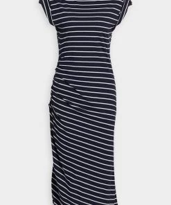 Derek Lam 10 Crosby Marion Ruced T-Shirt Dress In Navy
