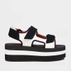 MARNI Velcro Wedge Platform Sandal In Black And White