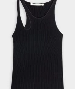 Jonathan Simkhai Marte Compact Rib Cut Out Tank Top In Black Just In