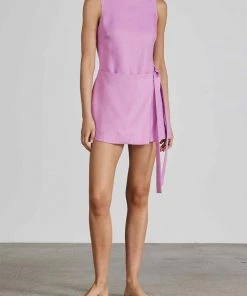 Bondi Born Martinique Organic Linen Dress In Helio