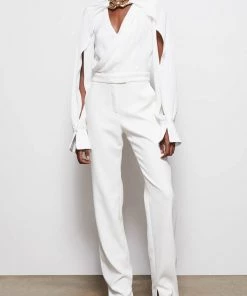 Jonathan Simkhai Standard Just In Maxine Cut-Out Textured Crepe Jumpsuit In White